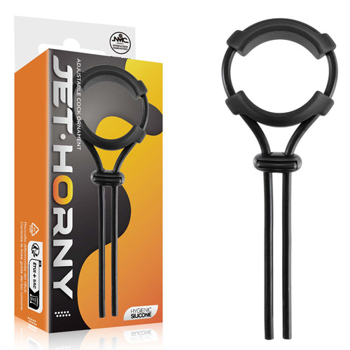 Jet Horny Black Adjustable Cock Lasso Ring