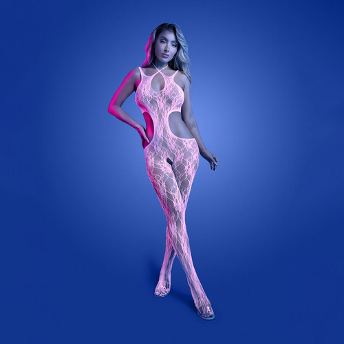 GLOW Equilibrium Bodystocking - OS Glow In Dark Pink - One Size