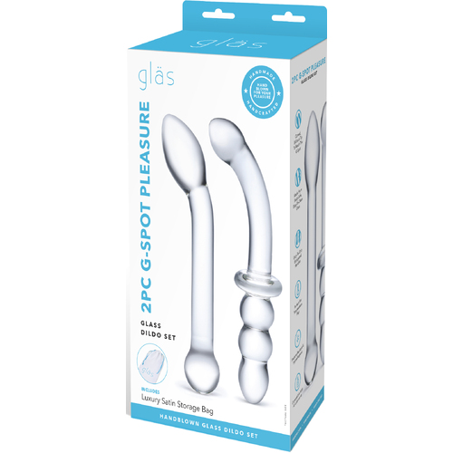 2Pc G-Spot Pleasure Glass Dildo Set