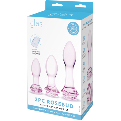 3Pc Rosebud Butt Plug Set