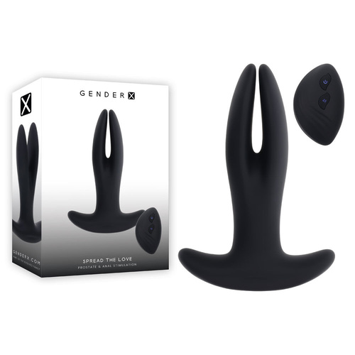 Gender X SPREAD THE LOVE Black USB Rechargeable Stretching Anal Plug with Wireless Remote