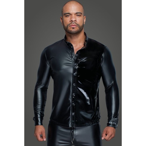 Powerwetlook Pvc Long Sleeved Shirt W Button Placket M