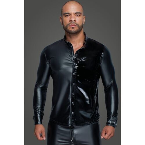 Powerwetlook Pvc Long Sleeved Shirt/Button Placket XL