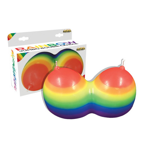 Rainbow Boobies Candle