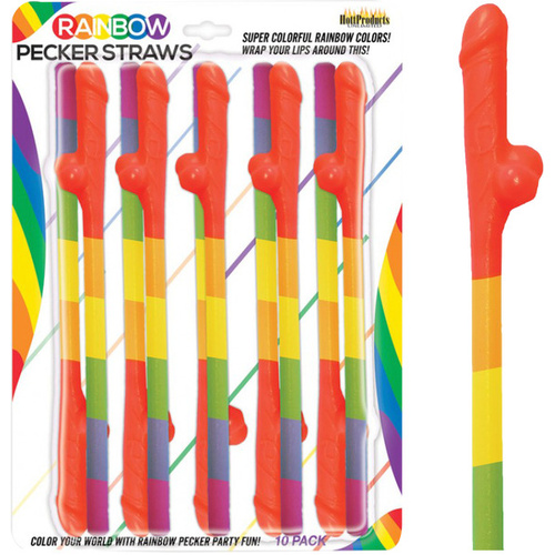 Rainbow Pecker Straws (10 Pack)