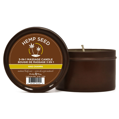 Hemp Seed 3-In-1 Massage Candle Nag Champa (East Indian Incense) Scented - 170 g