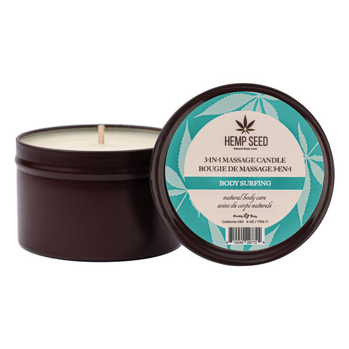 Hemp Seed 3-In-1 Massage Candle Body Surfing (Aquatic Notes, Magnolia, Solar Florals) Scented - 170 g