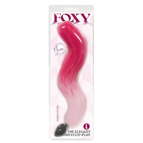 Foxy Fox Tail Silicone Butt Plug Pink Gradient - 46 cm Tail