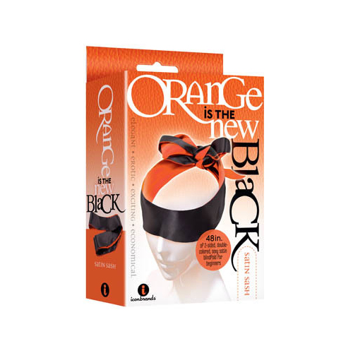 Satin Black & Orange Blindfold