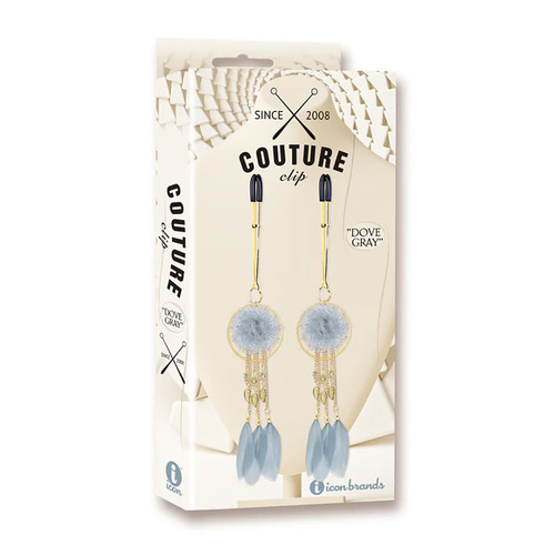 Couture Clip - Dove Grey Gold Nipple Clamps - Set of 2