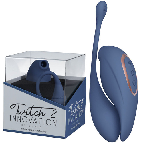 Twitch 2 - Blue Blue US Rechargeable Suction Vibrator with Remote Vibrating Egg