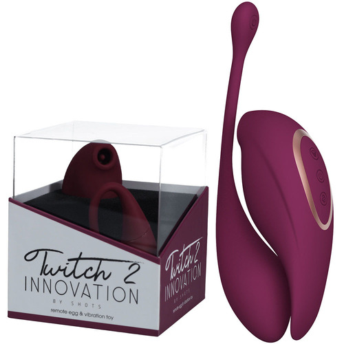 Twitch 2 - Burgundy Burgundy US Rechargeable Suction Vibrator with Remote Vibrating Egg