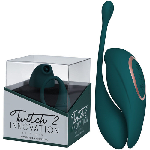 Twitch 2 - Green Green US Rechargeable Suction Vibrator with Remote Vibrating Egg