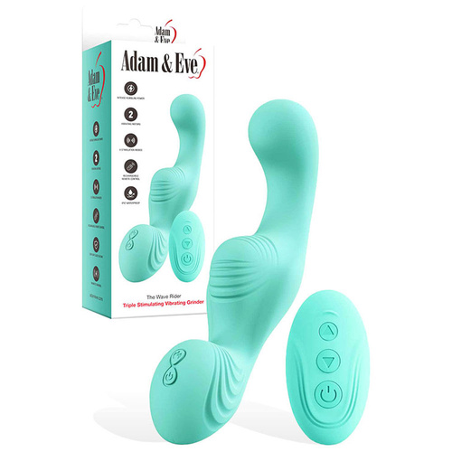 The Wave Rider Teal Usb Rechargeable Triple Stimulating Grinder Pad With Remote Control