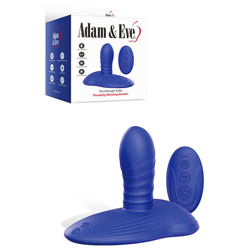Adam & Eve THE MIDNGHT RIDER Blue USB Rechargeable Thrusting Vibrating Grinder with Remote Control