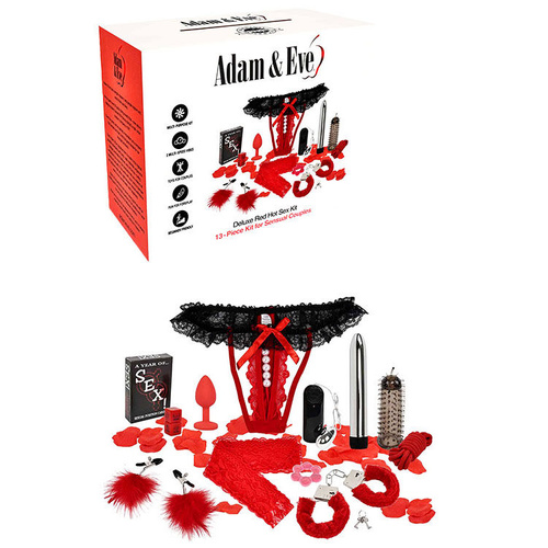 Adam & Eve DELUXE RED HOT SEX KIT Couples Kit - 13 Piece Set