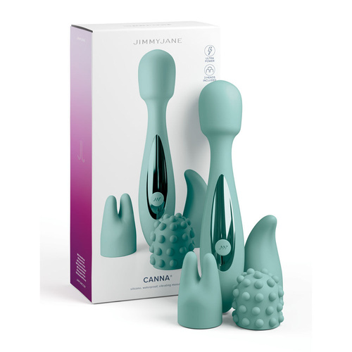 JimmyJane Canna Teal 21.8 cm Massage Wand with 3 Interchangeable Heads