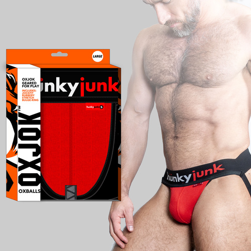 oxjock HUNKER comfy-pouch slider-strap jock RED HOT MEDIUM