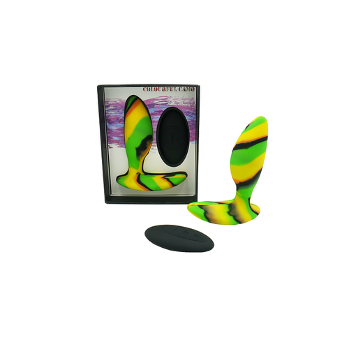 Colourful Camo IDYLIC Remote Control Butt Plug Yellow