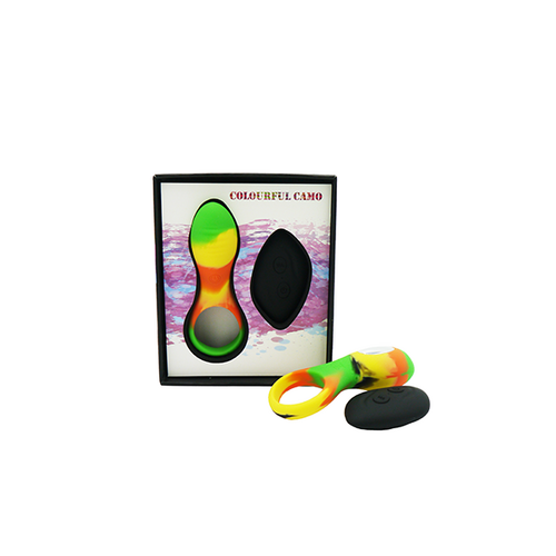 Colourful Camo Bravo Remote Control Cock Ring Yellow