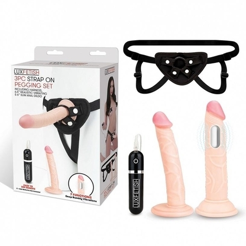 Lux Fetish  3 PC Strap-On Pegging Set