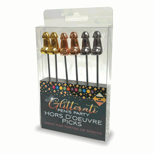 Glitterati Hors d'Oeuvre Picks - 6 Pack Stainless Steel 18 cm Food Picks - Set of 6