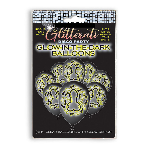Glitterati Disco Party Glow In The Dark Balloons Novelty Hens Party Balloons 8 Pack