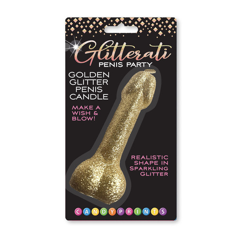 Glitterati Gold Glitter Penis Candle Gold 10 cm Penis Party Candle