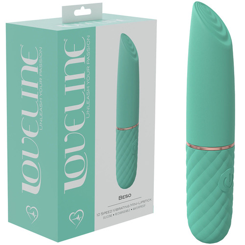 LOVELINE Beso - Green Green 10.6 cm USB Rechargeable Mini Lipstick Vibrator