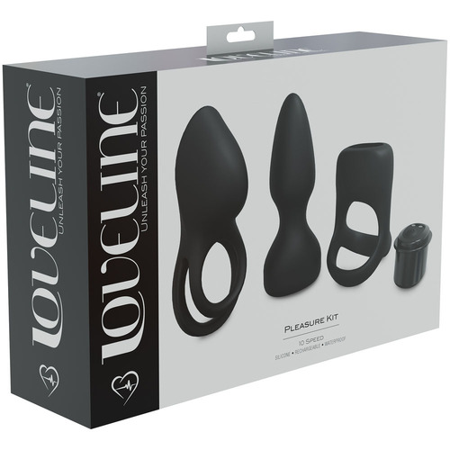 LOVELINE Pleasure Kit - Black Black USB Rechargeable Male Kit - 3 Piece Set