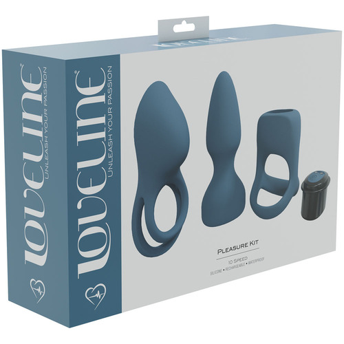 LOVELINE Pleasure Kit - Blue Blue USB Rechargeable Male Kit - 3 Piece Set