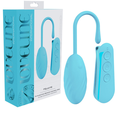 LOVELINE Felicite - Blue Blue USB Rechargeable Vibrating Egg with Wireless Remote