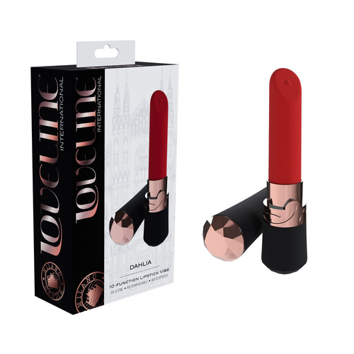 LOVELINE Dahlia - Black Black/Red 12.5 cm USB Rechargeable Lipstick Vibrator