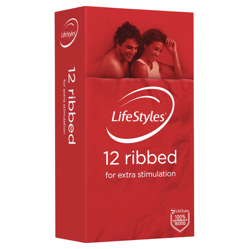 54mm Ribbed Condoms x12
