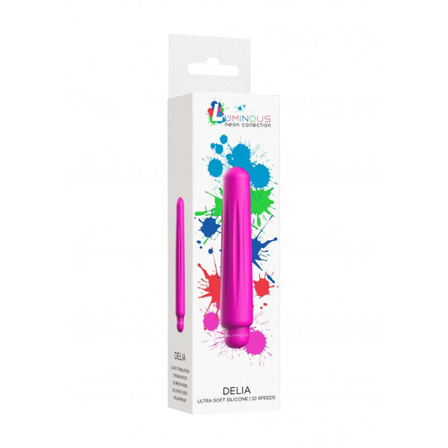 Delia - ABS Bullet With Silicone Sleeve - 10-Speeds - Fuchsia