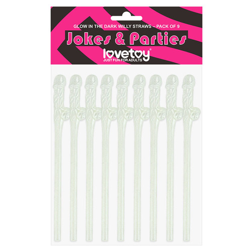 Jokes & Parties Glow In The Dark Willy Straws Glow in Dark Dicky Straws - Set of 9
