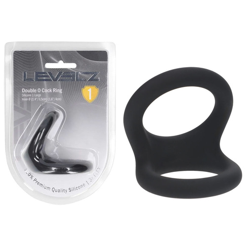 LEVELZ Double O Silicone Cock Ring - L - Black Black Cock & Balls Rings