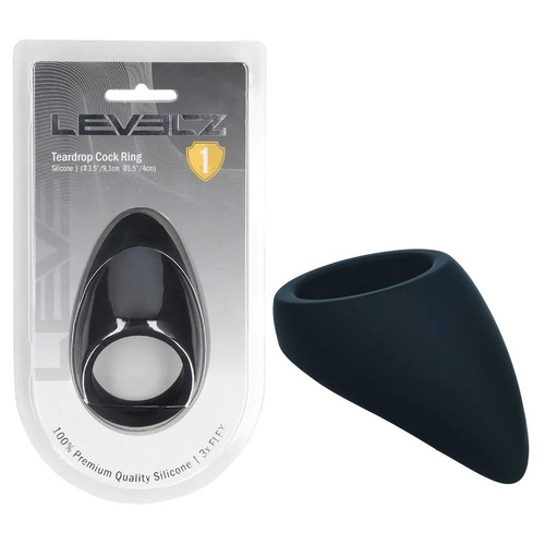 LEVELZ Teardrop Silicone Cock Ring - Black Black Cock Ring