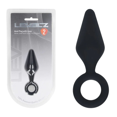 LEVELZ Silicone Anal Plug with Loop - Small - Black Black Small Butt Plug