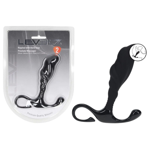 LEVELZ Rippled with Hard Loop Prostate Massager - Medium Black Medium Prostate Massager