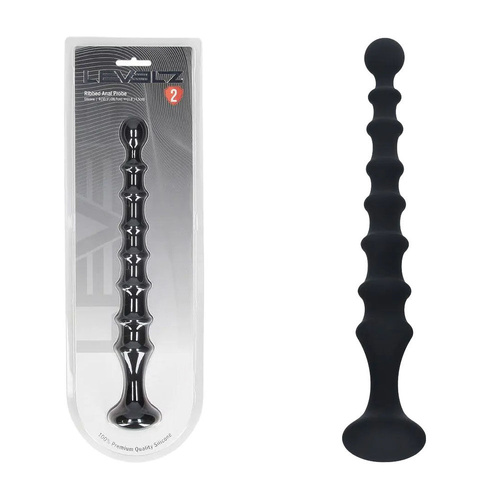 LEVELZ Ribbed Silicone Flared Anal Probe Black 26.7 cm Anal Beads