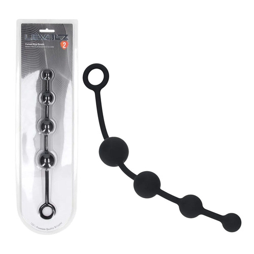 LEVELZ Curved Silicone Anal Beads - Black Black 29.5 cm Anal Beads