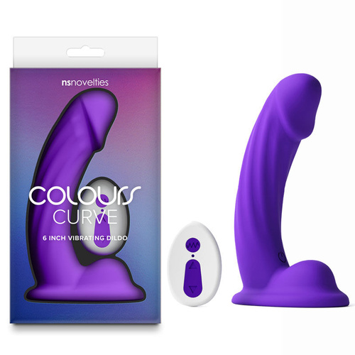 Colours Curve - Vibrating 6'' Dildo - Purple Purple 16.4 cm USB Rechargeable Vibrating Dildo with Wireless Remote