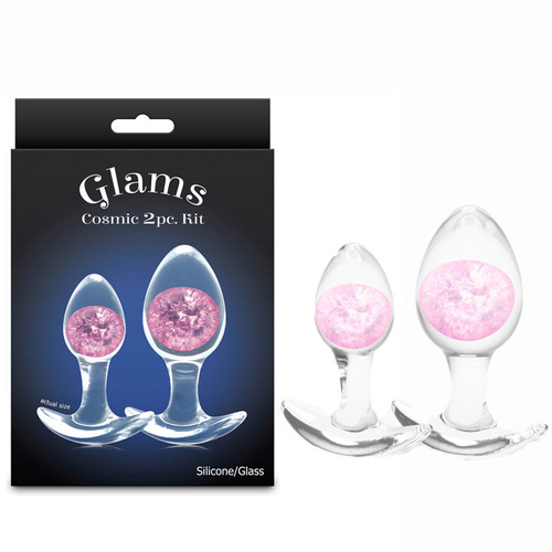 Glams Cosmic 2pc Kit - Pink Clear/Pink Butt Plugs - Set of 2 Sizes