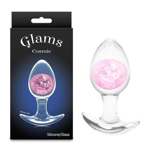 Glams Cosmic - Medium - Pink Clear/Pink 9.5 cm Small Butt Plug