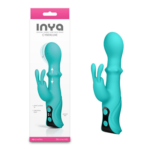 INYA Cyberluxe - Aqua Aqua 18 cm USB Rechargeable Rabbit Vibrator with Sliding Ring Shaft