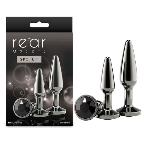 Rear Assets Tapered Trainer Kit - Gunmetal Gunmetal Grey Metal Butt Plugs - Set of 2 Sizes