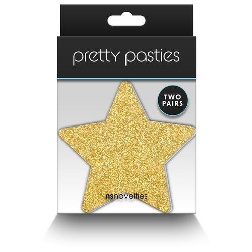 Pretty Pasties Glitter Stars Black/Gold 2 Pair