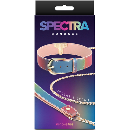 Spectra Bondage Collar and Leash Rainbow