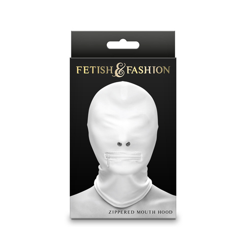 Fetish & Fashion - Zippered Mouth Hood - White White Hood